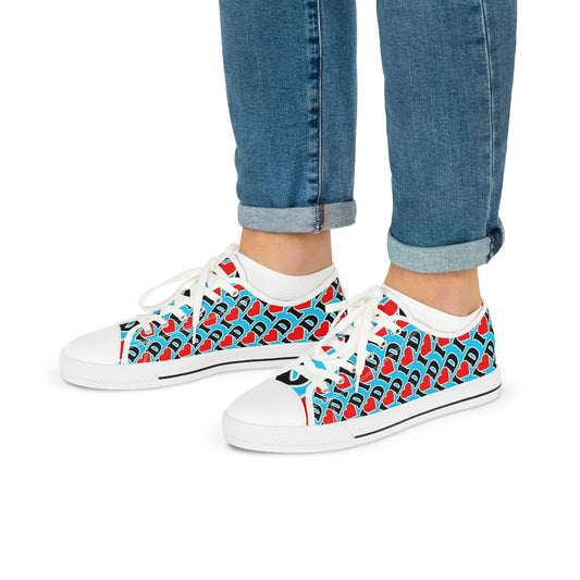 I Heart D all over print Men's Low Top Sneakers BLUE