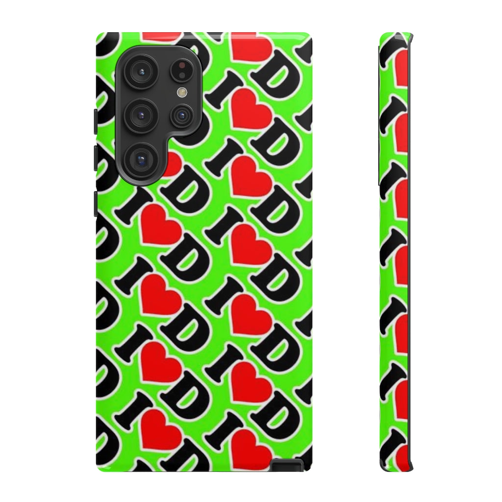 I Heart D all over print Tough Cases GREEN