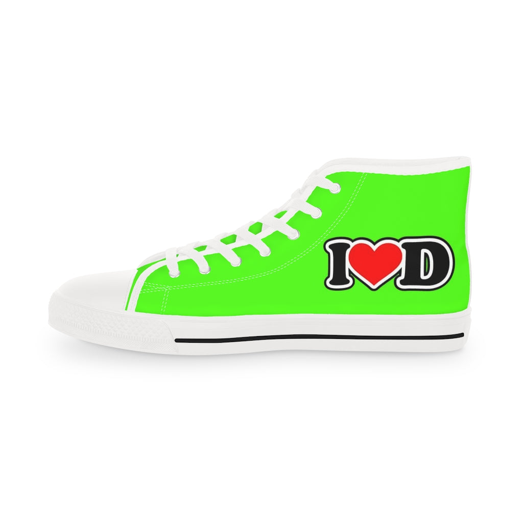 I Heart D Men's High Top Sneakers GREEN