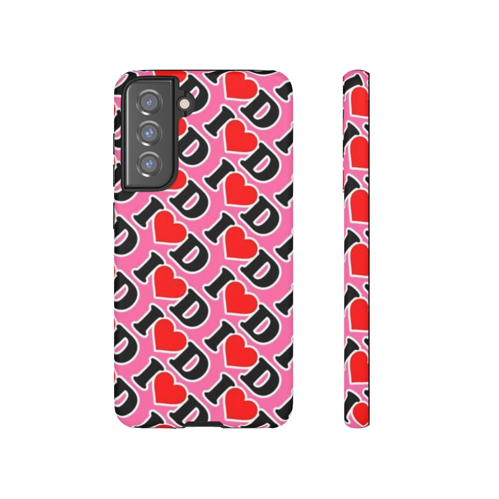 I Heart D all over print Tough Cases PINK