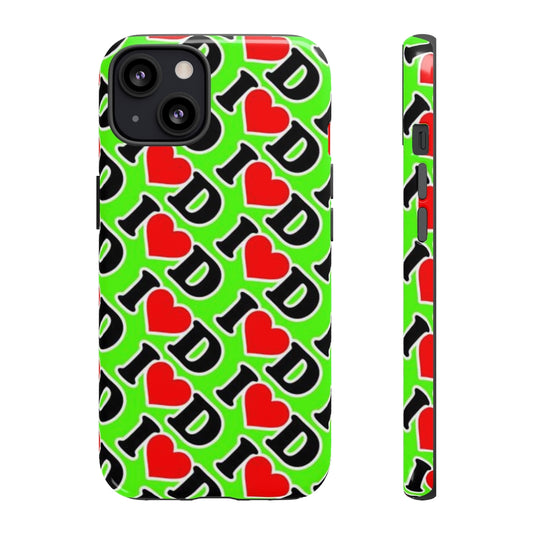 I Heart D all over print Tough Cases GREEN